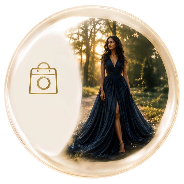 Invitée en robe bleu nuit dans la forêt dorée