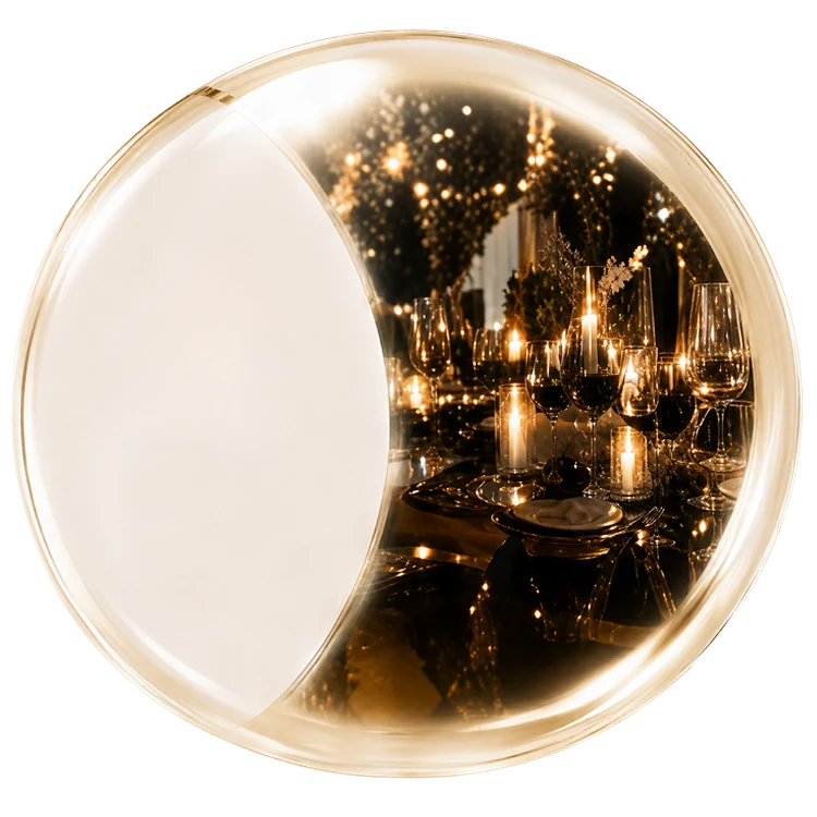 Table dressée aux chandelles et verres scintillants